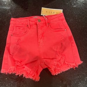 Small  0-2 Risen Shorts distressed  neon pinkish Coral